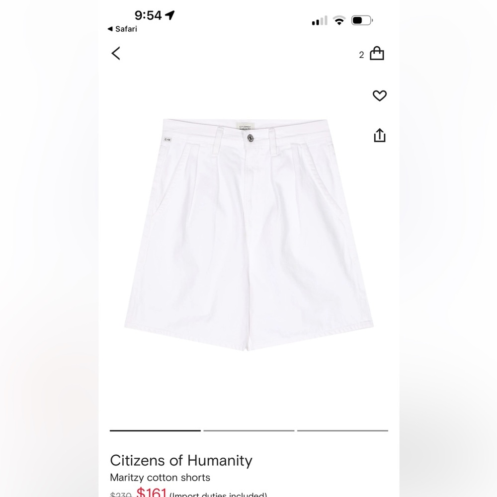 Citizens Of Humanity White Bermuda Shorts Lightweight Casual